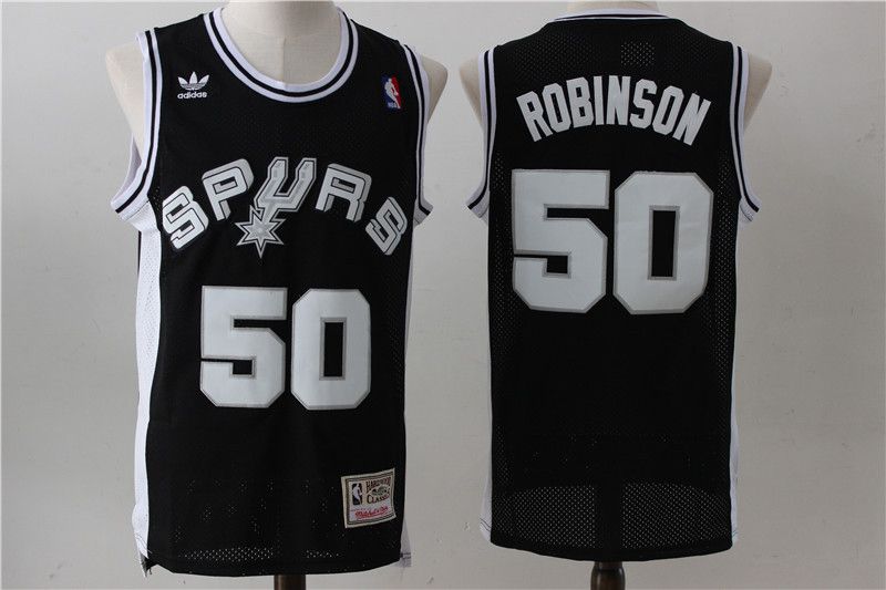Men San Antonio Spurs 50 Robinson Black Adidas NBA Jerseys